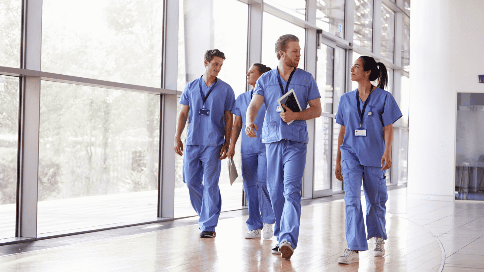 Nurse Practitioner Walking in a Telehealth Medical Care Center in Florida